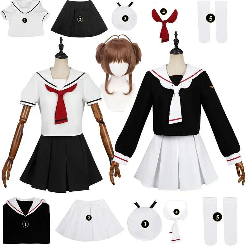 2026 new hot item Women Spring Summer Sailor JK Uniform Full Set, Japanese Academy Outfit with Top Pleated Skirt Hat Bow Tie Socks