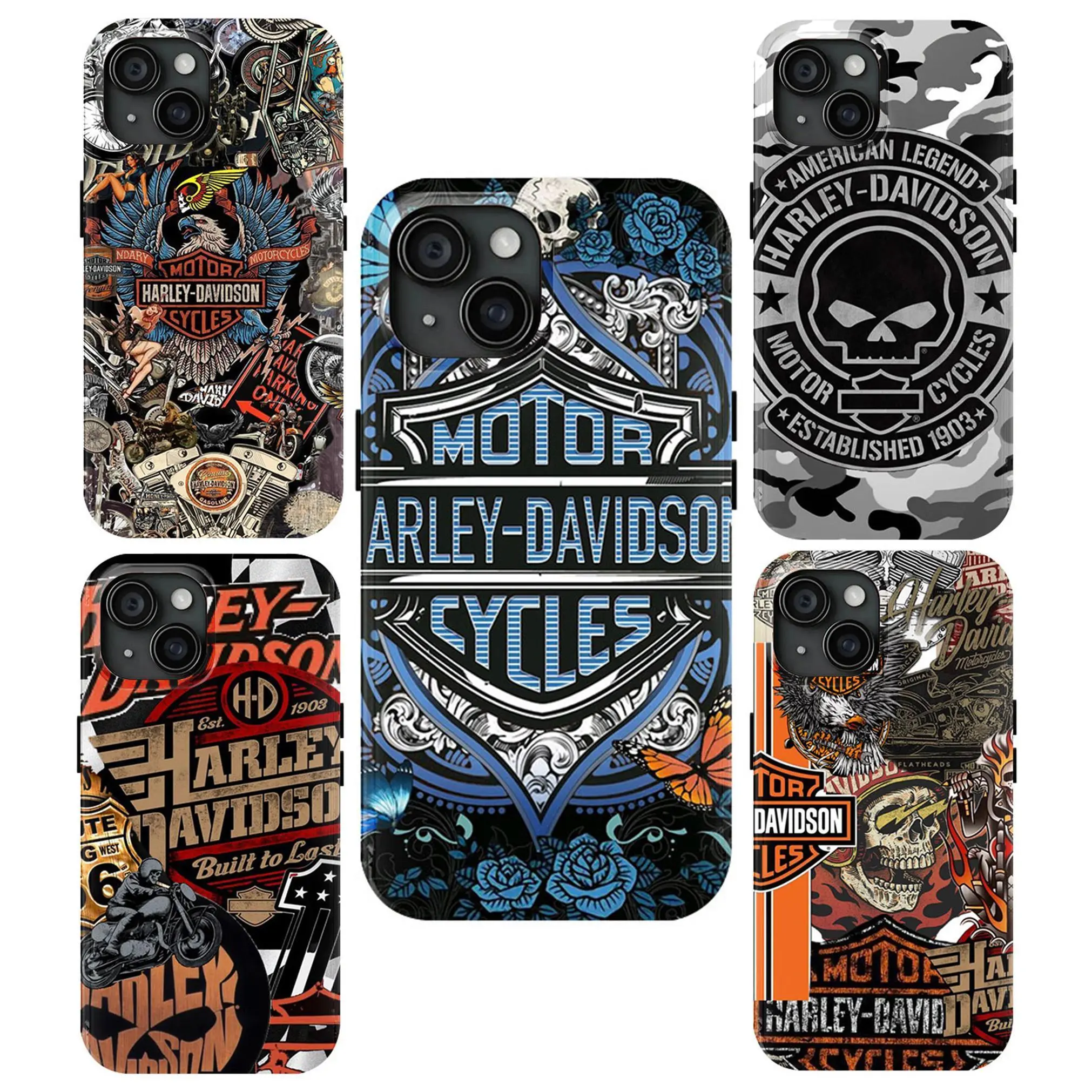 Punk Style Graffiti Harley MOTOR Cool Themed Phone Case Anti-Drop, Anti-Fingerprint For IPhone 17-11, Pro Max, Pro Plus, and Samsung S26-22 Protection Safety