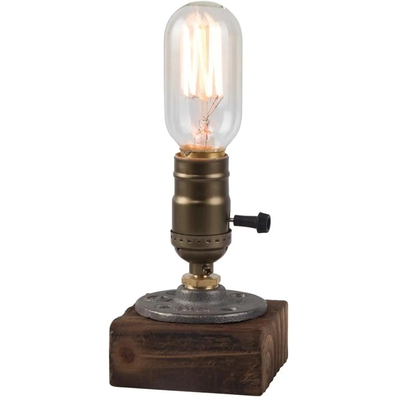 Vintage Table Lamp, Industrial Dimmable Nightlight Steampunk Desk Lamp with E26 Lamp Holder for Bedroom Living Room Home Art Display Cafe Bar Studio Antique Decor(Without Bulb)
