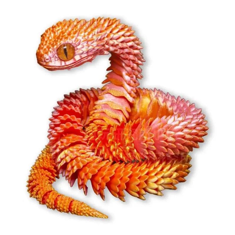 3D Printed Snake Movable Joint Fidget Toy Figurine Simulation Snake Office Desktop Ornament 2026 New Year Gifts Crafts Gift