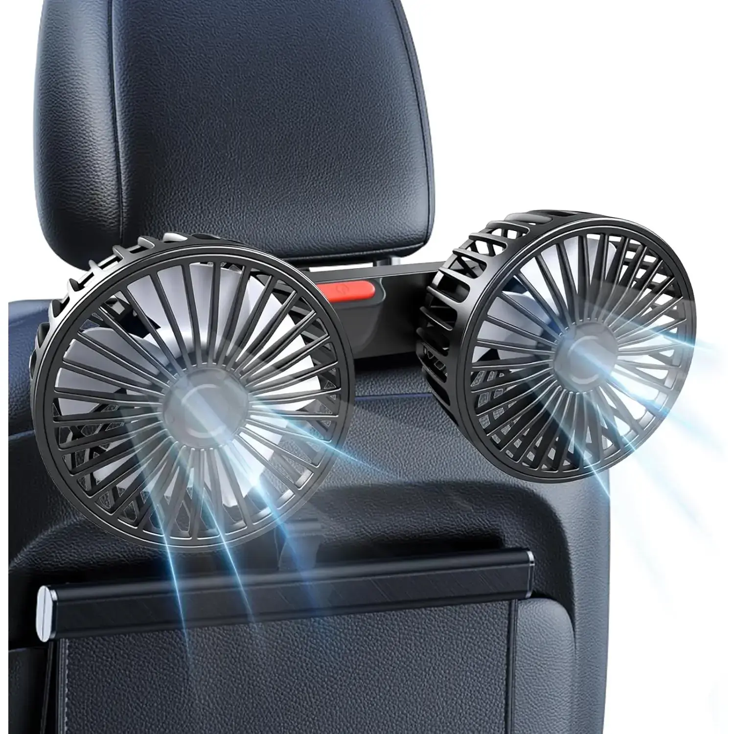 USB Car Cooling Fans for Backseat, Dual Head Car Fan for Kids, 360 Rotatable Headrest Fans, 3-Speed, Ultra-Quiet, 5V Powerful Electric Air Circulation Fan for SUV Truck Sedan