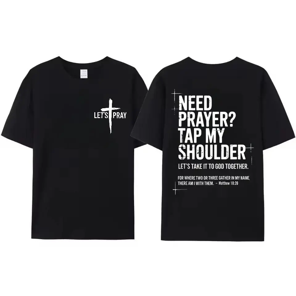 Women's Christian Faith Sweatshirt - "Tap My Shoulder Let’s Pray" Graphic, Bible Verse Matthew 18:20, Religious Inspirational Fall  Top