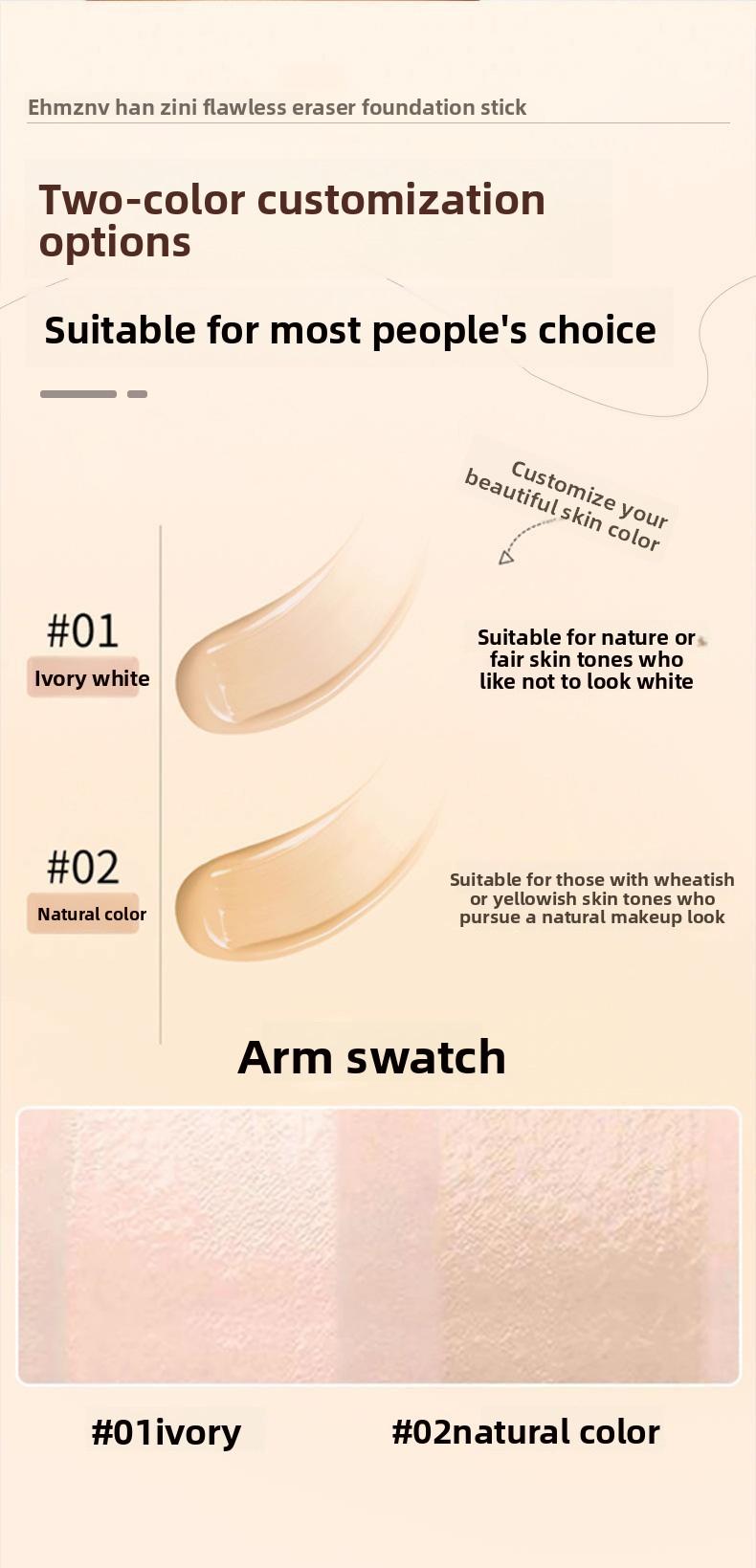 Your Face in 2 Minutes Double-Ended Foundation & Concealer Stick – One Side = Base, Other Side = Concealer, Blendable, Natural Matte, No Caking