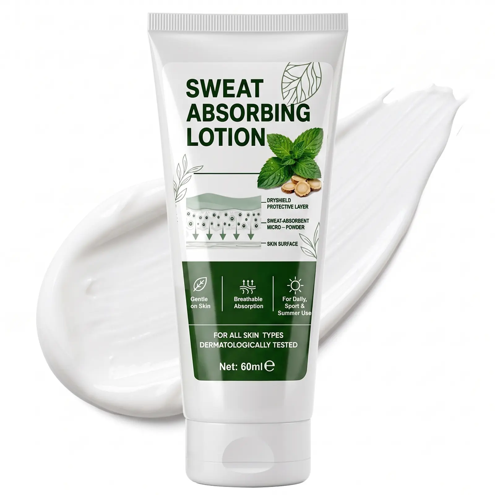 Antiperspirant Face & Body Gel with Matte Finish, 12-Hour Sweat Control, Gentle & Aluminum Free, Unisex Travel Size - 50ml, Adults, Fragrance Free, Dry, Cruelty Free