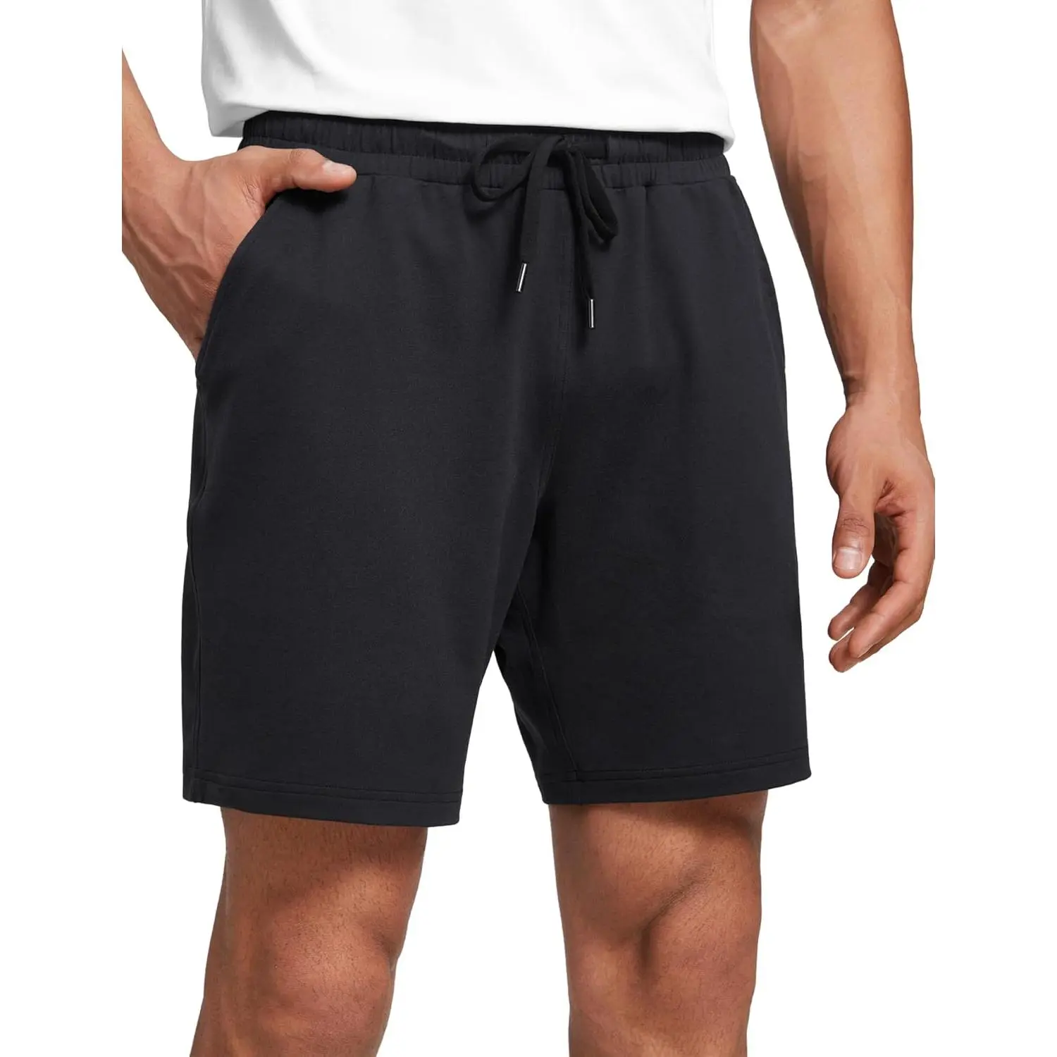 Men's CRZ YOGA 7 in Cloud Jersey Polyester Blend Sweat Shorts - Comfy Brushed Knit, Casual, Breathable, Moisture-Wicking, Pocketed, Daily Loungewear
