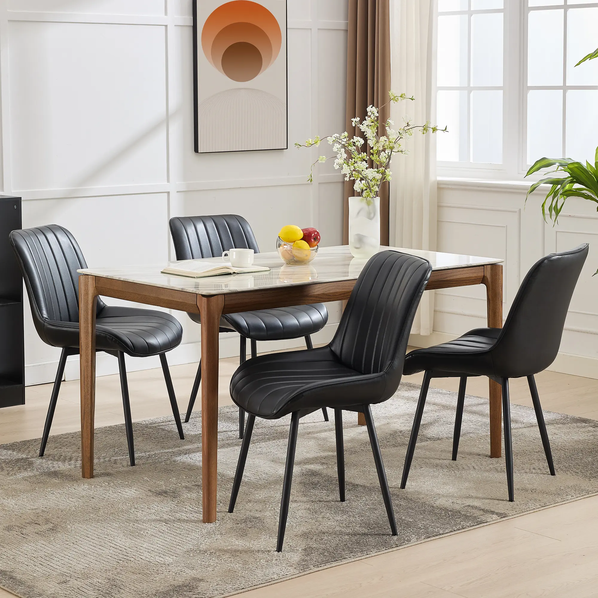 Dining Chairs, Modern Upholstered Kitchen Chairs with Comfy Backrest & Sturdy Metal Legs, Mid Century Side Chairs for Dining Room, Living Room and Home Restaurant