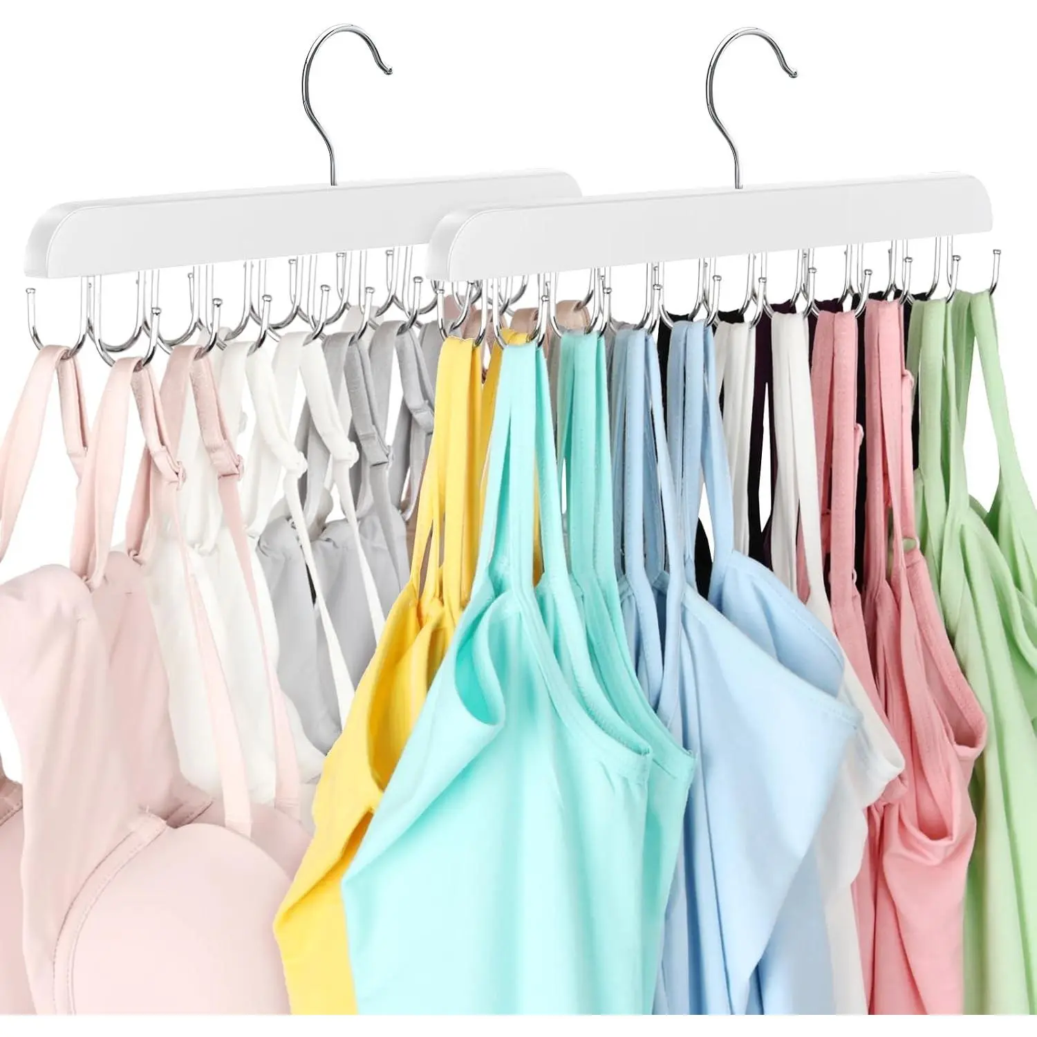 Bra Hanger for Closet, Tank Top Hanger 20 Hooks Capacity Foldable Wood Space Saving Hangers Closet Organizers and Storage for Dorm & Apartment for Tank Top, Bra, Scarf