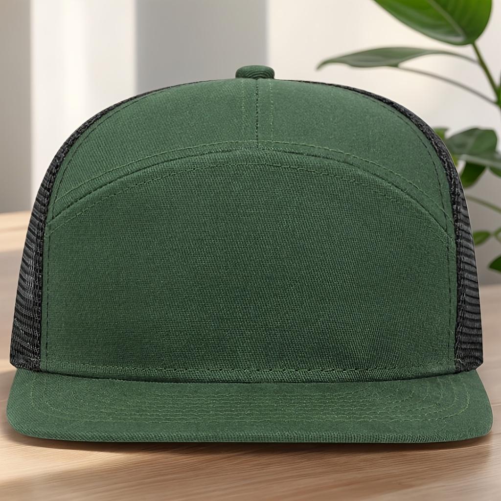 Fashionable and simple seven-piece spliced smooth board baseball cap for men and women, outdoor mesh fabric, summer flat edge mesh cap, casual and versatile