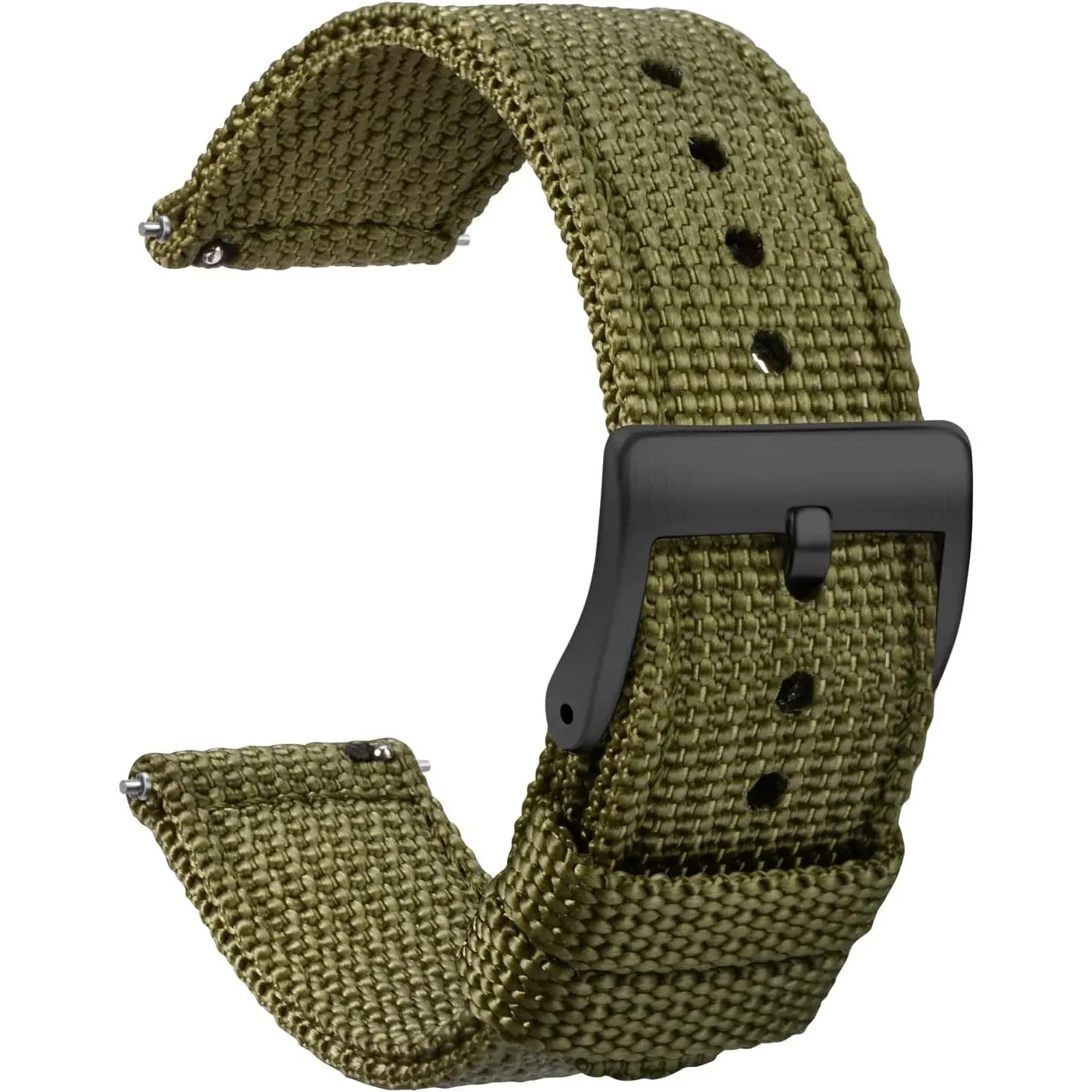 TStrap Nylon Watch Strap 20mm - Quick Release Watch Band Soft Green - Canvas Military Wtach Bands for Men Ladies – for Smart watch Bracelet Replacement with Black Clasp - 18mm, 20mm, 22mm 24mm