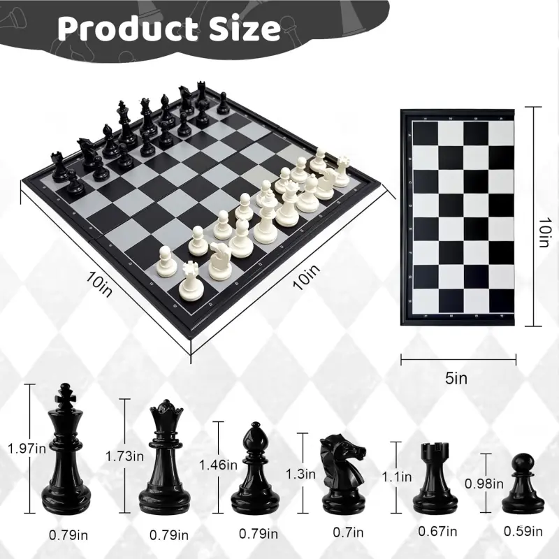 magnetic chess set、travel chess set、portable folding chess board、chess set for kids adults、beginner chess、2 extra queens、compact travel game、board game gift、mini chess set、tournament chess、indoor outdoor game
