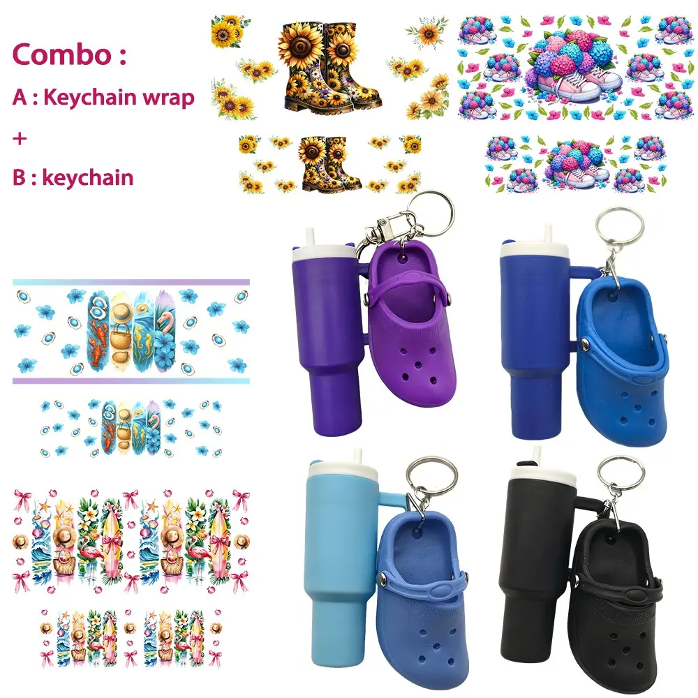 8 in 1 Craft Kit, 4 Colorful Mini Cups, Keychain, UV DTF Stickers, DIY Decorations, School Activities, Summer Camp, Custom Gifts