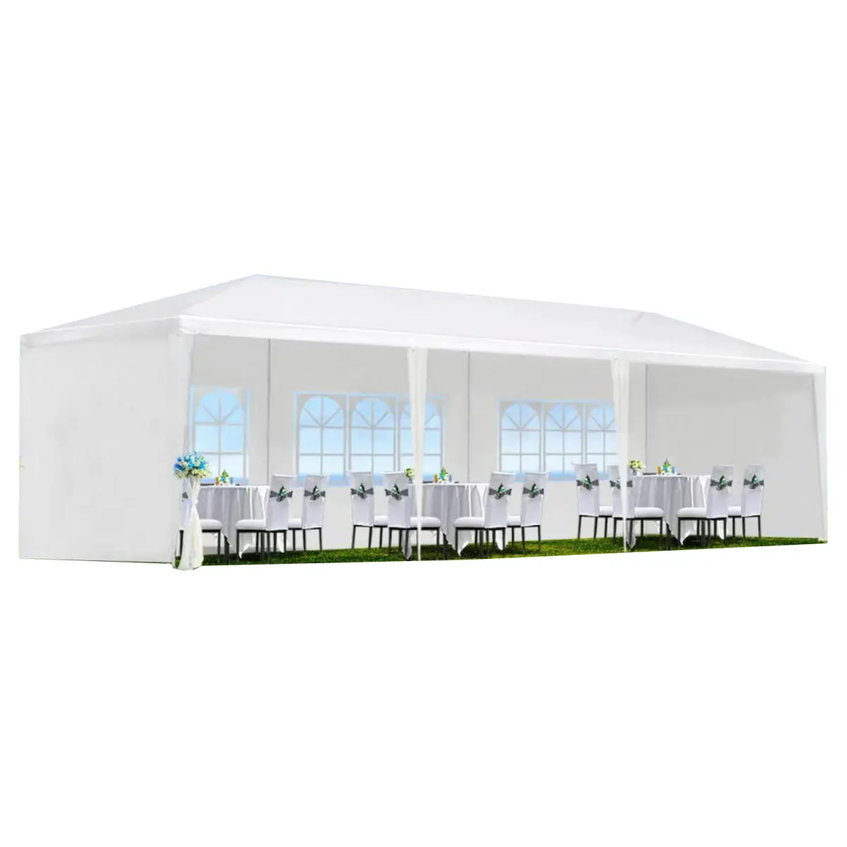 Aobtkel 10x30ft Outdoor Canopy for Patio - Sun Canopy, Gazebo Shape Large Frame Wedding Party Tent with 5 Removable Walls