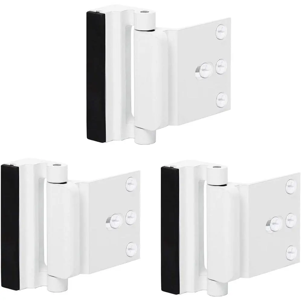 3 Pack Home Security Door Reinforcement Lock Door Latch for Kids Safety| White, Baby Front Door Lock, High Child Toddler Chain Lock, For Inside Door, Deadbolt, Withstands 800 Lbs