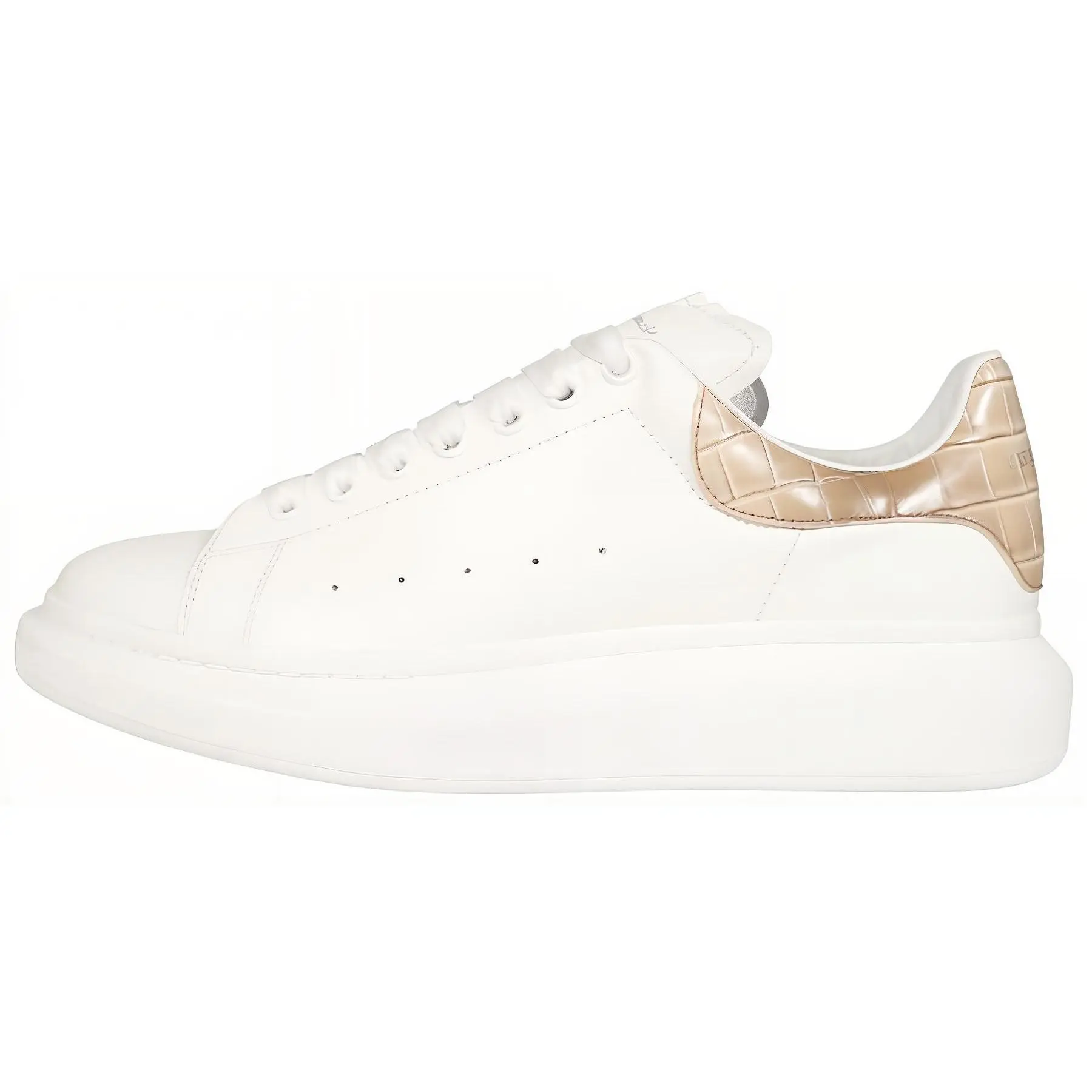 Alexander McQueen Men's White Leather Low-Top Lace-Up Casual Trainer Footwear - Official House White Fashion Sports Shoes, Maison Mihara Verifiable with Credentials & Global Authentication Support