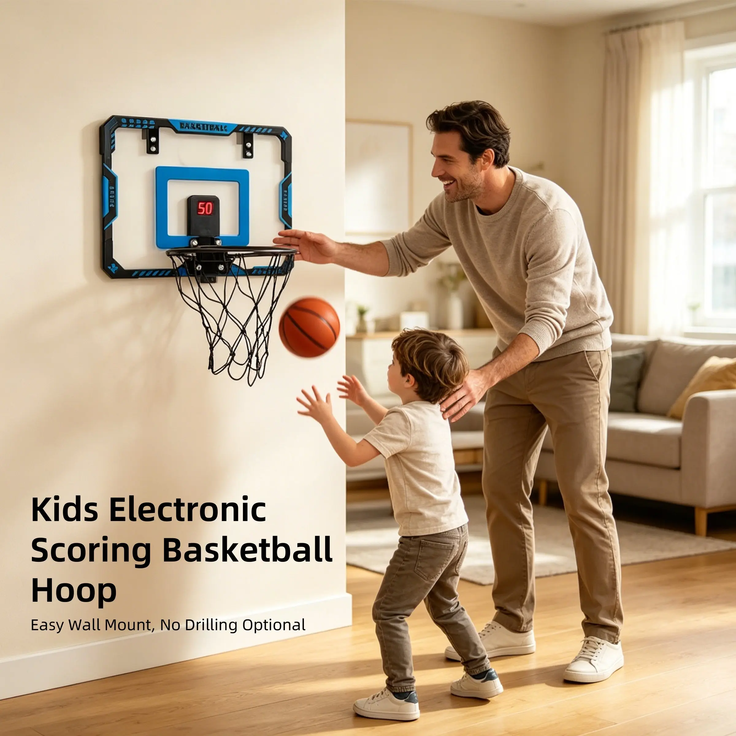 Electronic Scoring Basketball Board, Score Counter with Sound Effects, Lighting Effect, Fun Interactive Group Play, Perfect for Sports Enthusiasts