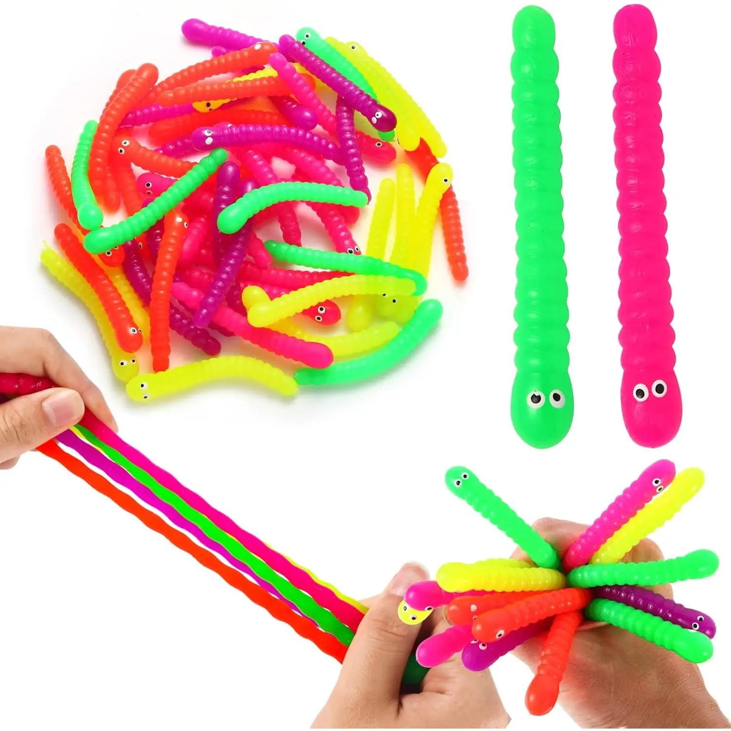 50 PCS Stretchy Fidget Toys, Colorful Stretchy Strings, Sensory Fidget Worm Stretch Toys for Kids, Stocking Stuffers, Party Favors for Boys and Girls, Classroom Prizes, Pinata Fillers, Goodie Bag Stuffersfidget toys
