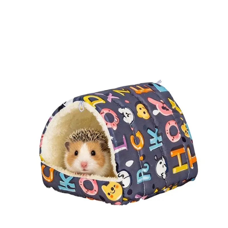 Guinea Pig Hideout Cave Bed, Anti-Collapse Warm Small Animal Cozy Bed with Hanging Hooks, Fleece Snuggle Nest Hideaway for Hamster Hides, Hedgehog, Sugar Glider, Bunny Bed