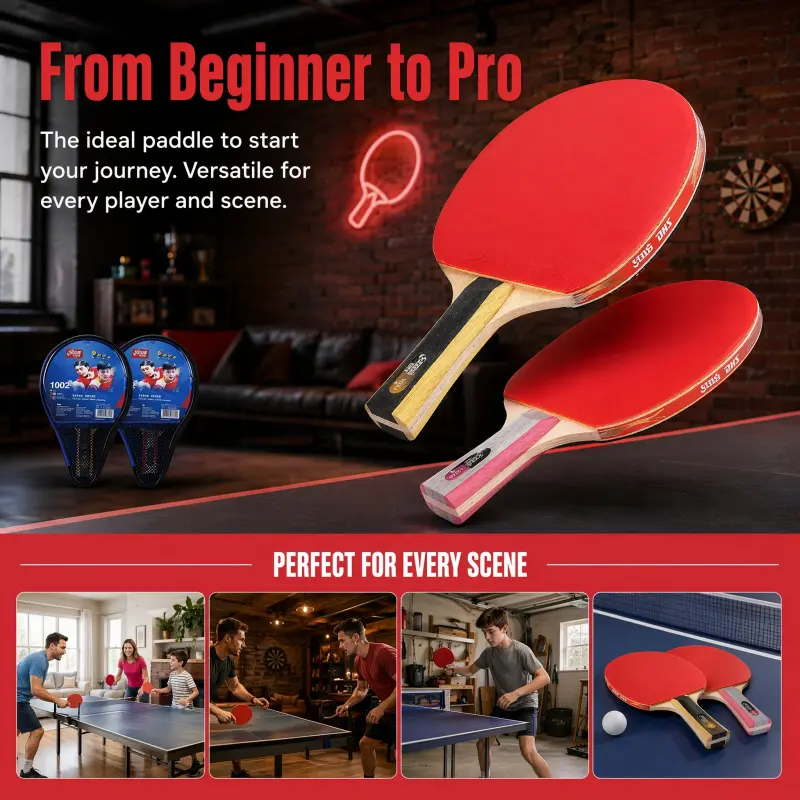 Genuine DHS 1-Star Training Table Tennis Racket, 2-Pack with 1 Shakehand& 1 Penhold, Perfect for Trying Both Grip Styles, Beginner Family Set, Easy Control& Durable
