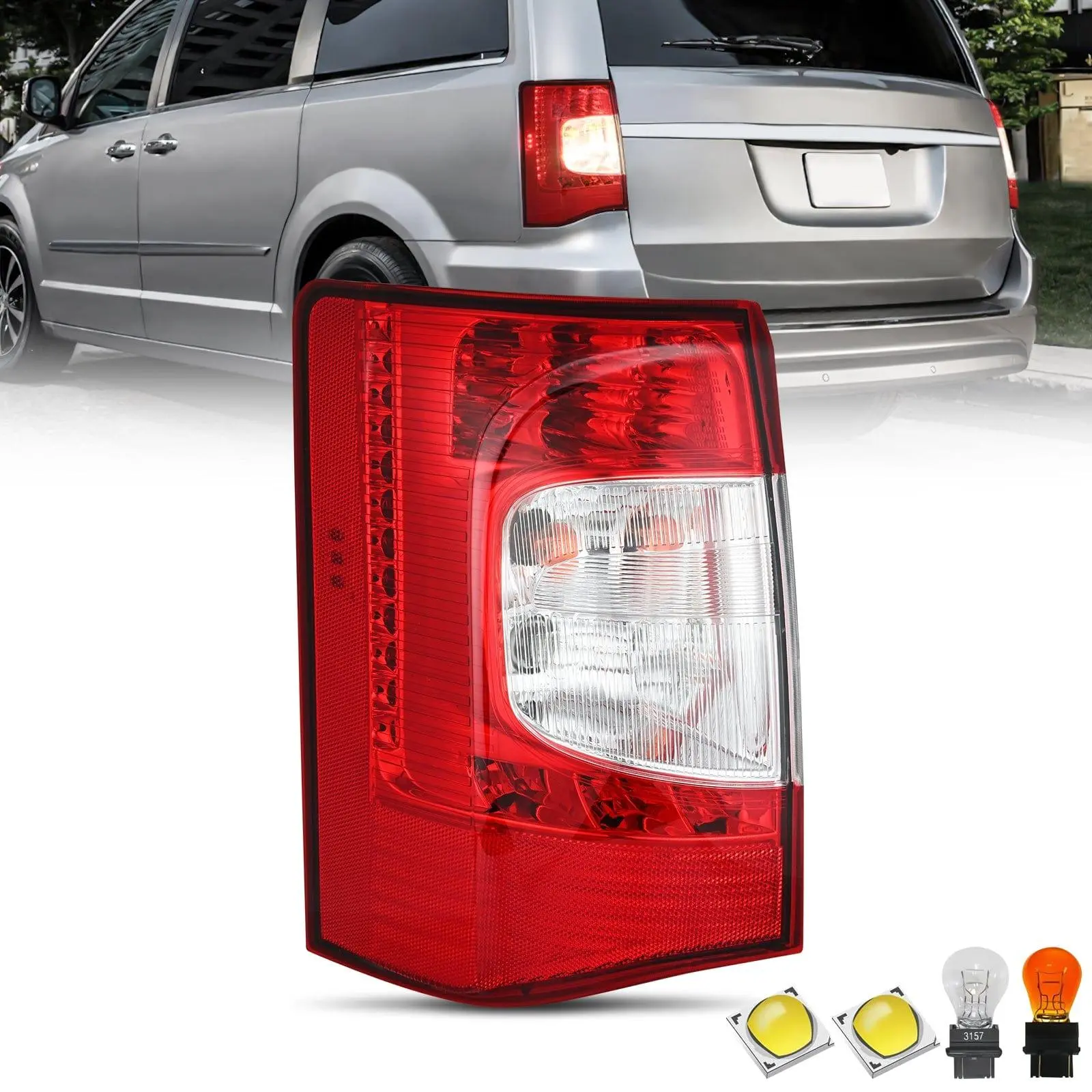 Nilight Driver's Side LED Taillight Assembly - Durable, Easy-to-Install, Shock-Resistant, UV-Resistant Silicon OE-Style Rear Lamp, LED Lights Compatible with 2011-2016 Chrysler Town & Country