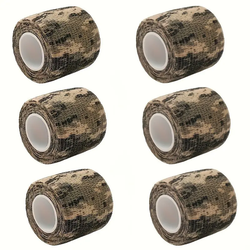 6 Rolls Self-Adhesive Camouflage Tape, Athletic Tape For Sports, Sports Wrap, Multi-Purpose Non-Woven Elastic Bandage, Ideal for Military, Hunting, Camping, Hiking, Sports Activities