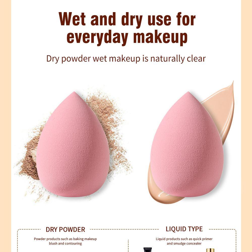 Makeup Sponge with Storage Bottle, 1 Set 2 Sizes Beauty Blenders for Liquid Foundation, Loose Powder, Concealer, Facial Detailing