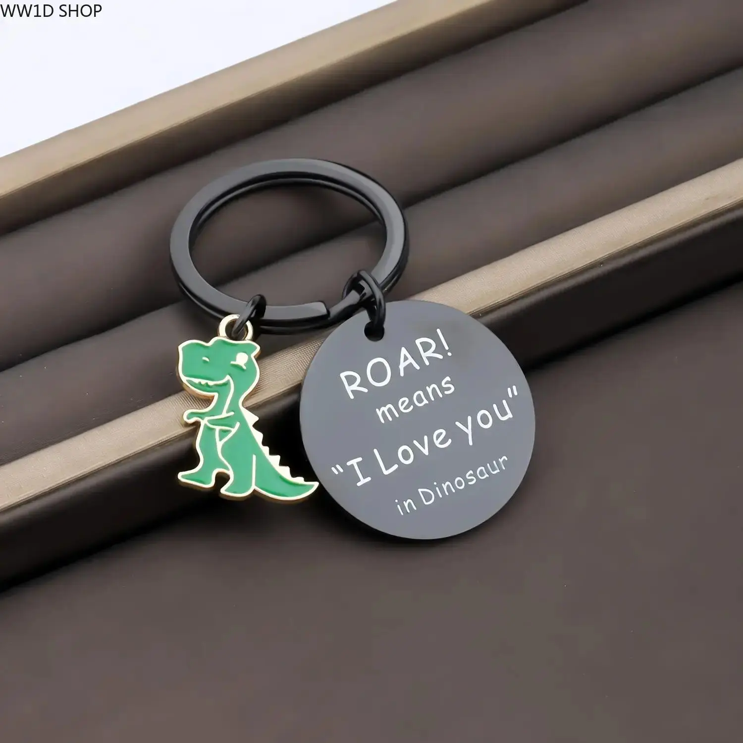 Cute Couples' Keychain Set with Engraved Dinosaur Designs, Casual Stainless Steel Key Ring, Durable Gift for Engagement and Ceremony
