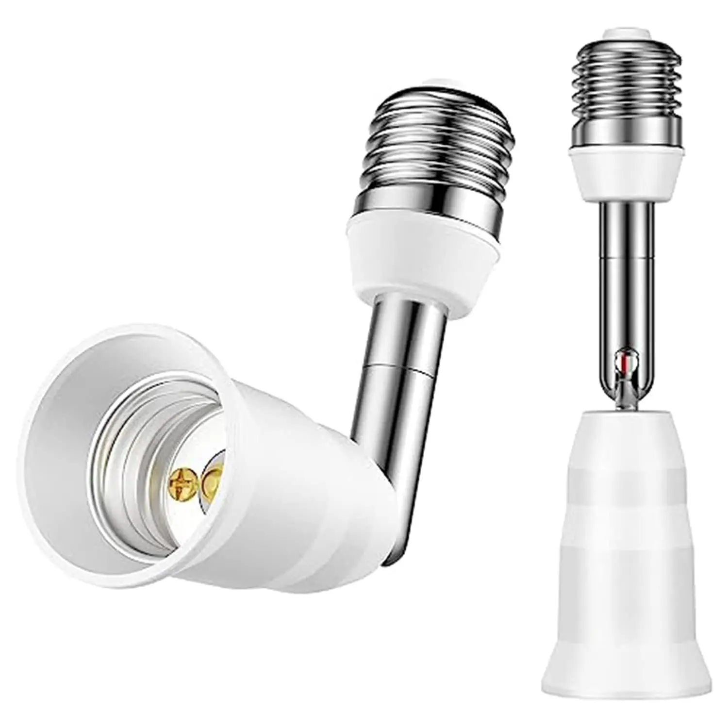 E26/E27 Light Socket Extender, 4.5 Inch Extension,Adjustable Vertical 90°Horizontal 360°, 100V - 250V, Max 150W, Medium Screw Base Light Converter Socket Extender,2-Pack