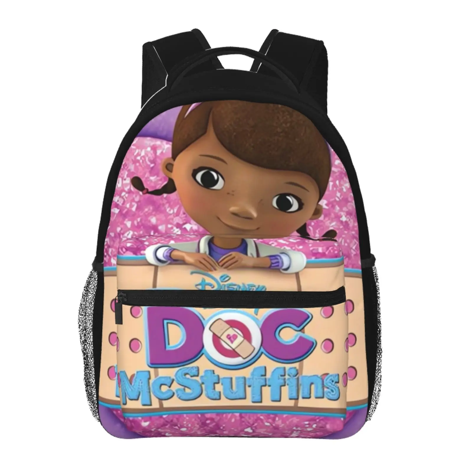 Anime Doc Mcstuffins Printed Backpack, Cute School bag for Girls Boys Teens, Cartoon Backpacks Kawaii Kids Lightweight backpack with adjustable straps Bookbag, Travel, School, College, Work, Backpack, Daily Use