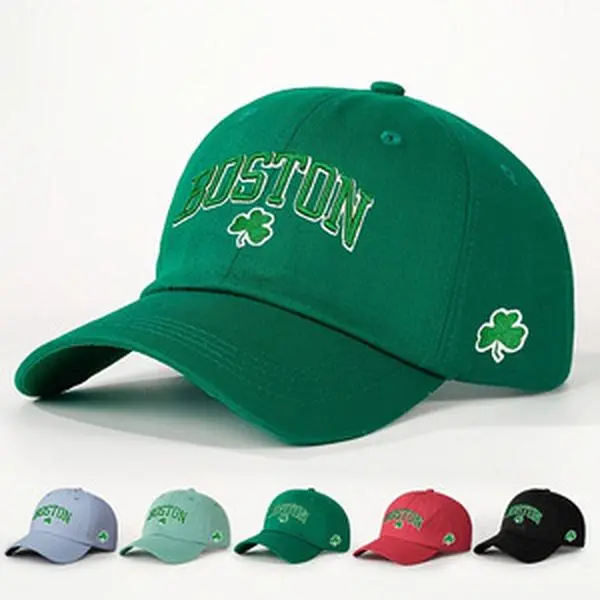 Boston Varsity Baseball Cap in Sturdy Cotton Twill, Retro Structured Hat with Dual-Position Shamrock Embroidery, Adjustable Fit, Adjustable Cap Sports & Outdoor Hats, Mens Hats, Sporty Chic