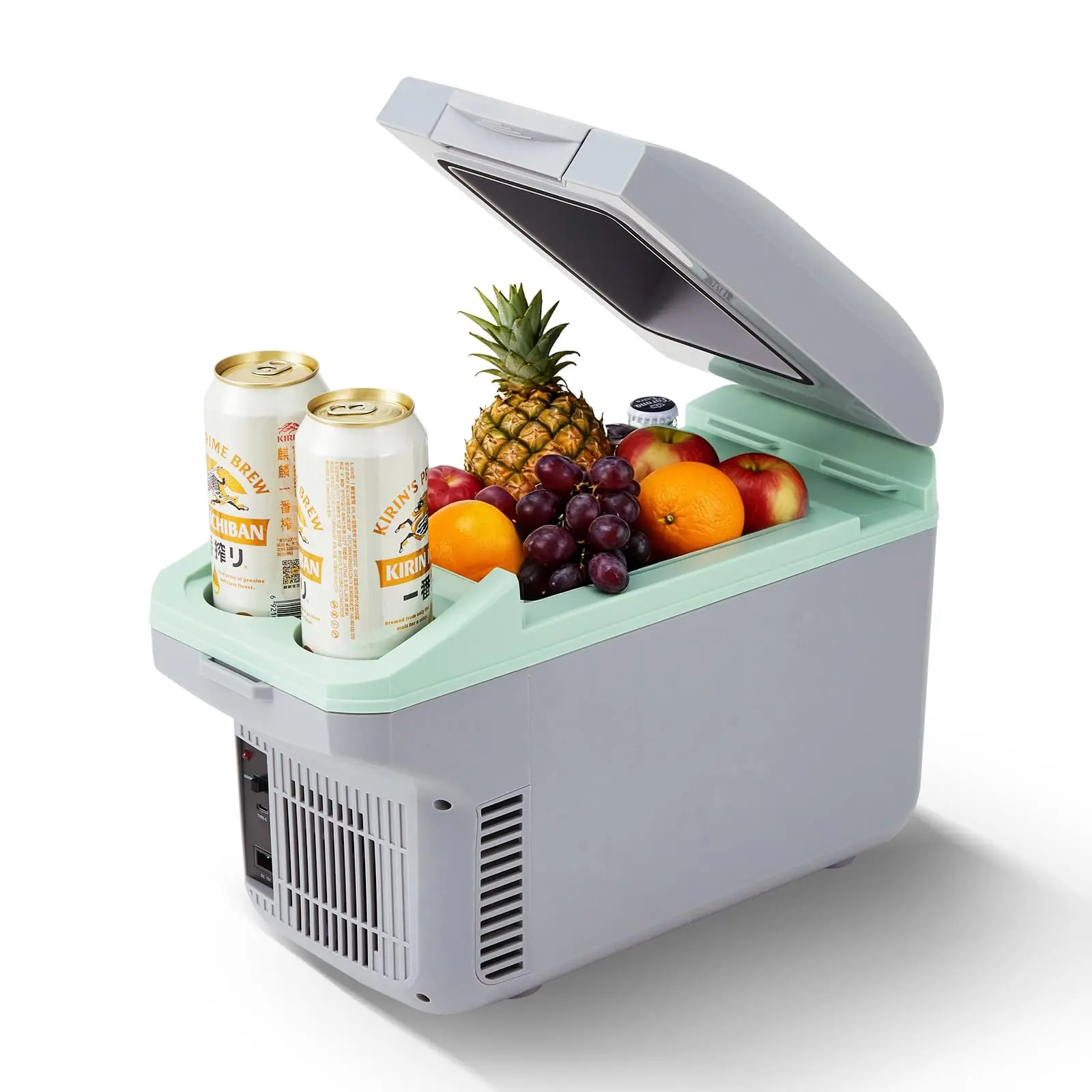 Garvee 8L Portable Mini Car Cooler & Warmer, 12V DC Plug-In Vehicle Refrigerator Equipped with Auto-Lock Carry Handle, Compact Cooling & Heating Box Compatible with Cars, Trucks & SUVs, Available in Gray and Green, AC Power Adapter Not Included