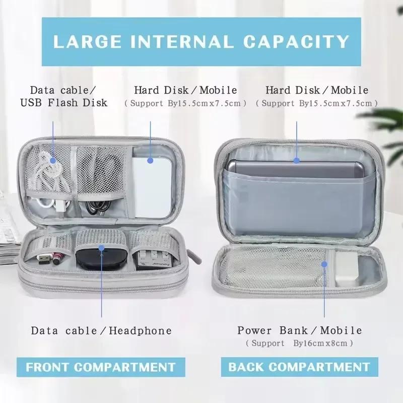 Travel Organizer Electronics Accessories Organizer Portable Waterproof Double Layers Storage Bag for Cable Hard Disk Power Bank