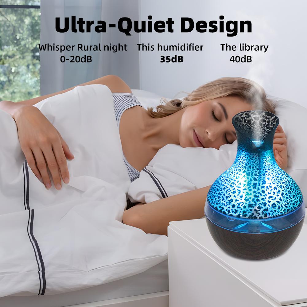 Remote Control Aromatherapy Diffuser 300ML with 2 Essential Oils USB Cold Mist Humidifier 7-Color Lights Super Quiet for Home Office Ideal Gift
