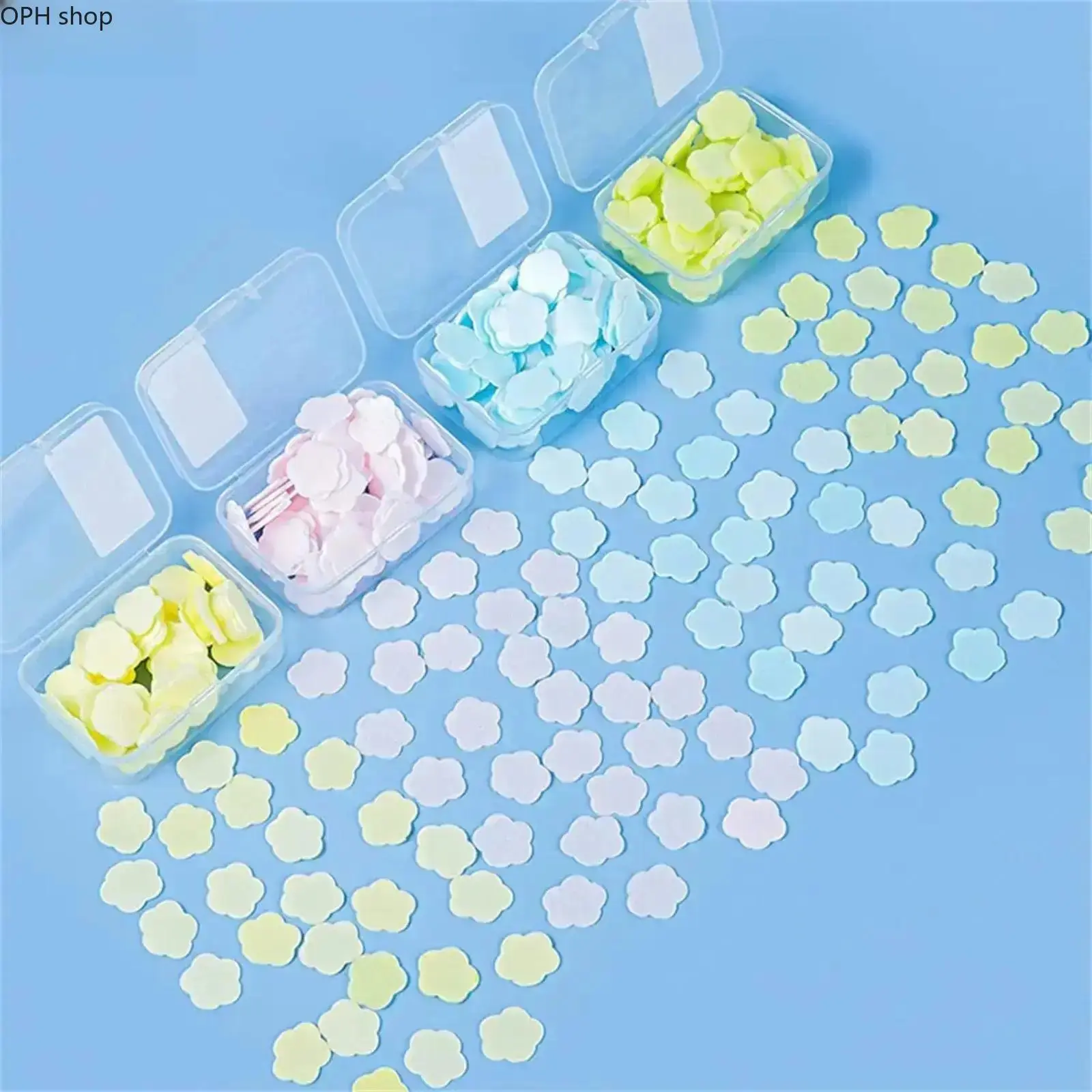 Biodegradable Plant-Based Hand Soap Sheets Set - 4 Different Scented Soap Sheets, 240 Moisturizing Portable Disposable Mini Cleanser for All Skin Types, Children, Camping, Barbecues