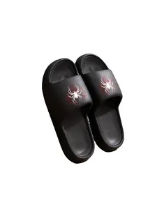 1 pair of black Spider-Man men's slippers, casual sandals, open-toed shoes, Footwear, suitable for indoor and outdoor beach showers, spring and summer, women's shoes