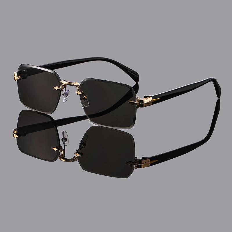 1pc Unisex Multicolor Casual Personality Retro Rimless Square Glasses For Daily Life Outdoor Vacation Beach Street-Photography