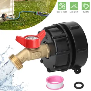 275-330 Gallon IBC Tote Tank Adapter 2.44" Fine Thread Adapter,Fittings 1/2" Male NPT Inlet 3/4" Male GHT Threaded,Garden Hose Quick Connector,for Water Tanks
