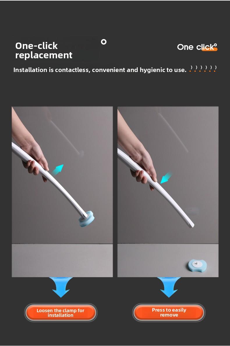 Disposable Toilet Brush with Holder, Deep Clean Toilet Scrubber with Replacement Heads, Quick Clean Toilet Brush for Bathroom, No Drilling