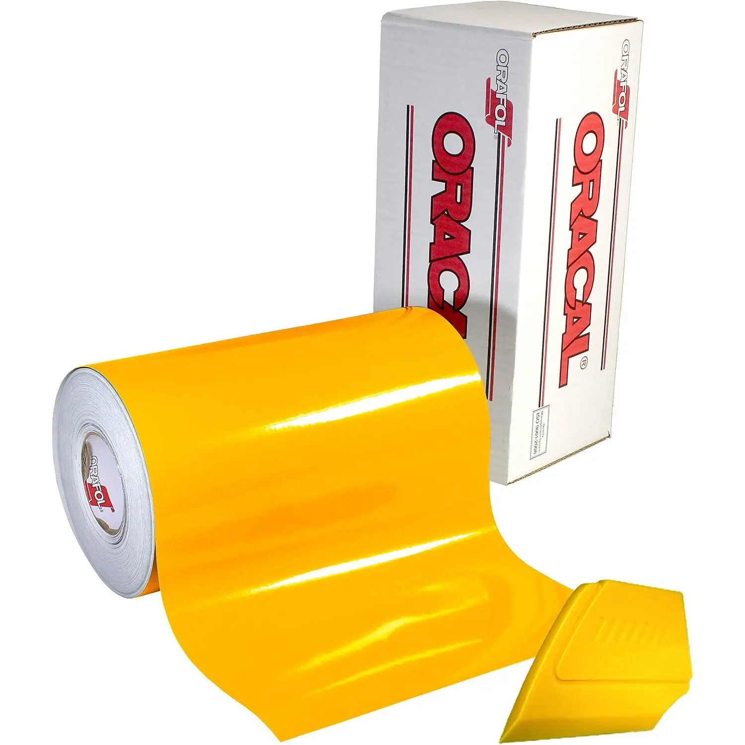 ORACAL 651 Synthetic Calendered Vinyl Adhesive Wrap, Solvent-Based Adhesive-Backed, 12x5 ft Roll, Golden Yellow Multi-Purpose for Advertisement Printing Office Equipment