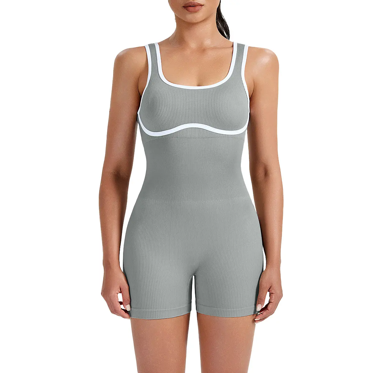 Women's Sports Bodysuit - Tight-Fitting, & -Lifting Color-Block Bodysuit, Suitable for Gym or Daily Commute, Machine Washable