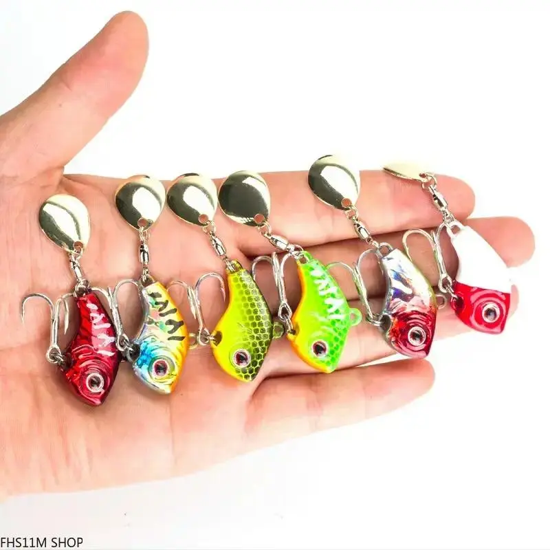 6-Piece VIB Spinner Lure Kit, Mini Metal Blade Baits with High-Frequency Vibration for Fresh & Salt Water Fishing, Angling Fishing