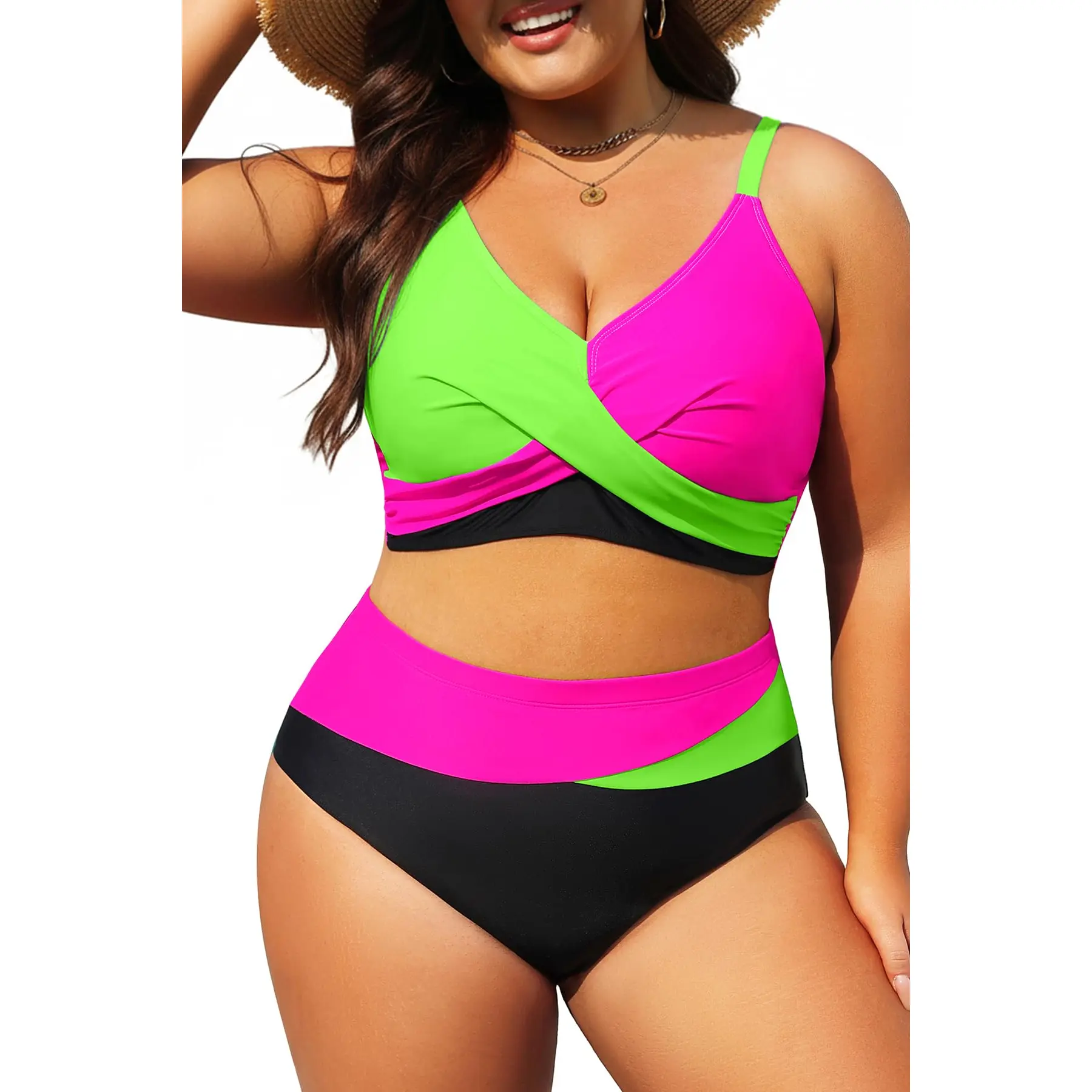 Tempt Me Plus Size Two Piece Swimsuit - Women High Waisted Bikini Set Tummy Control Bathing Suits Vacation Swimwear for Women SwimWeek