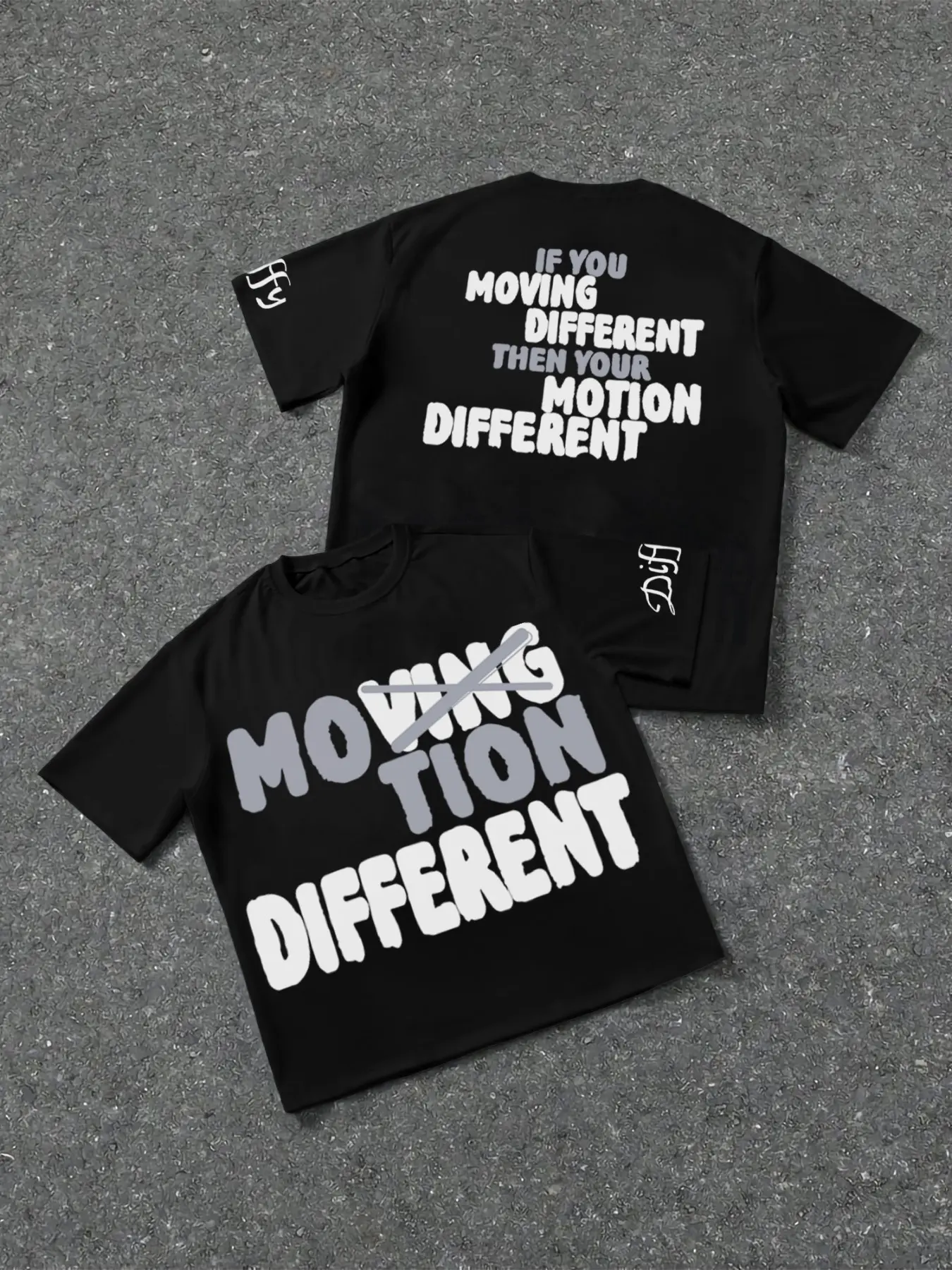 Motion Different Letter Print Short Sleeve T-Shirt, Streetwear Style, Men's & Women's Casual Tee, Five Sizes Available, Versatile Fashion