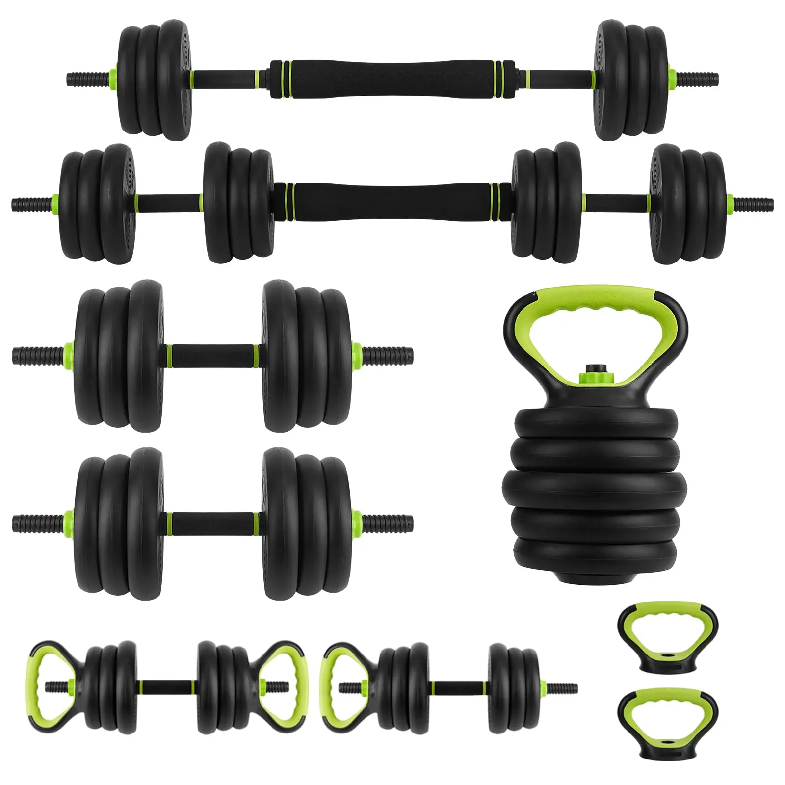 4-In-1 Adjustable Dumbbell Weights 44 LB, Adjustable Dumbbell Set Used As Dumbbells, Barbells, Kettlebells and Push-Up for Home Gym, Round Head, 44 Lbs