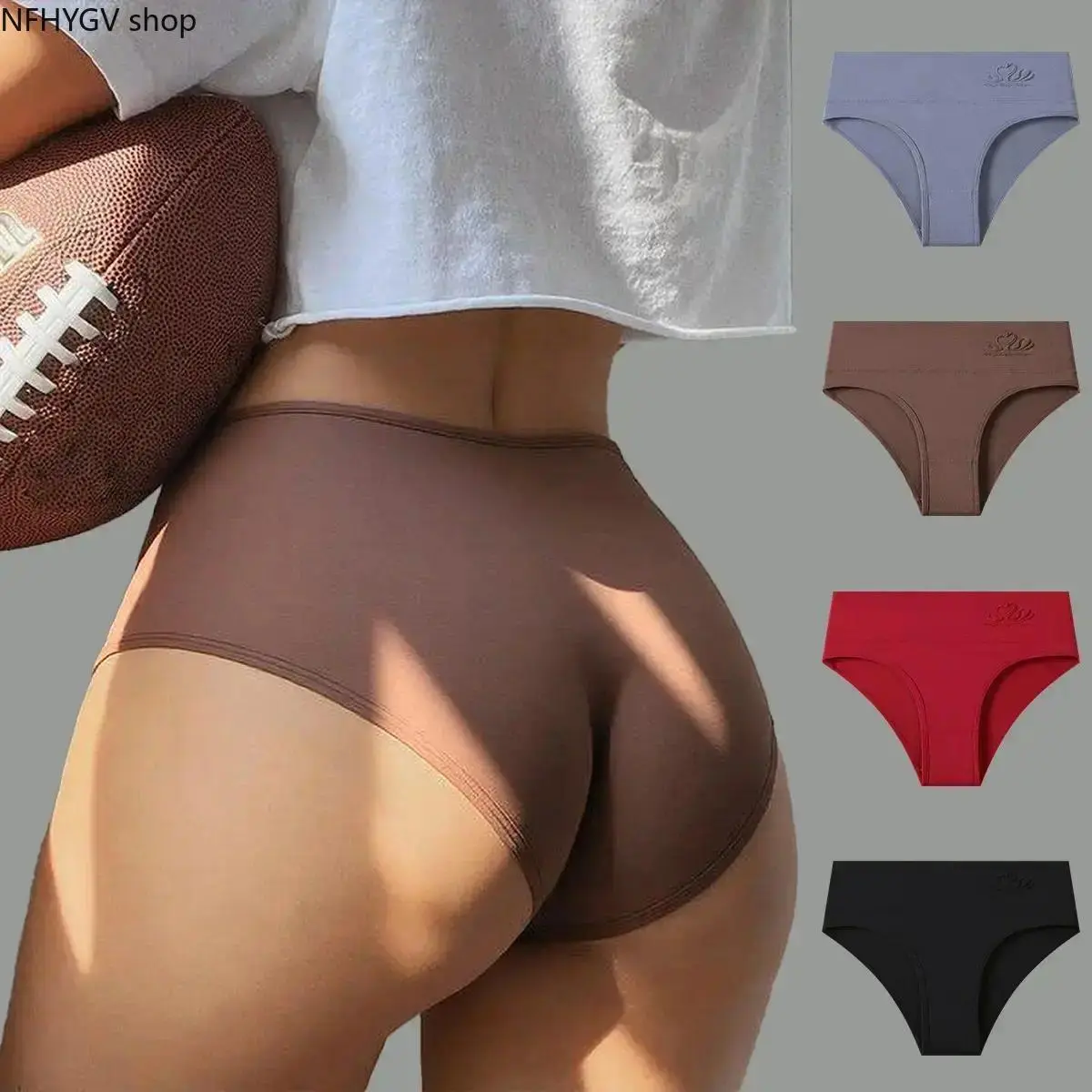 4-Pack Mixed Color High Waist Knickers For Ladies, Soft Breathable Cotton Panties Designed With Gentle Tummy Control Support, Comfortable Daily Undergarment Suitable For Office Daily Commuting, Indoor Casual Rest And All-Day Everyday Household Wear