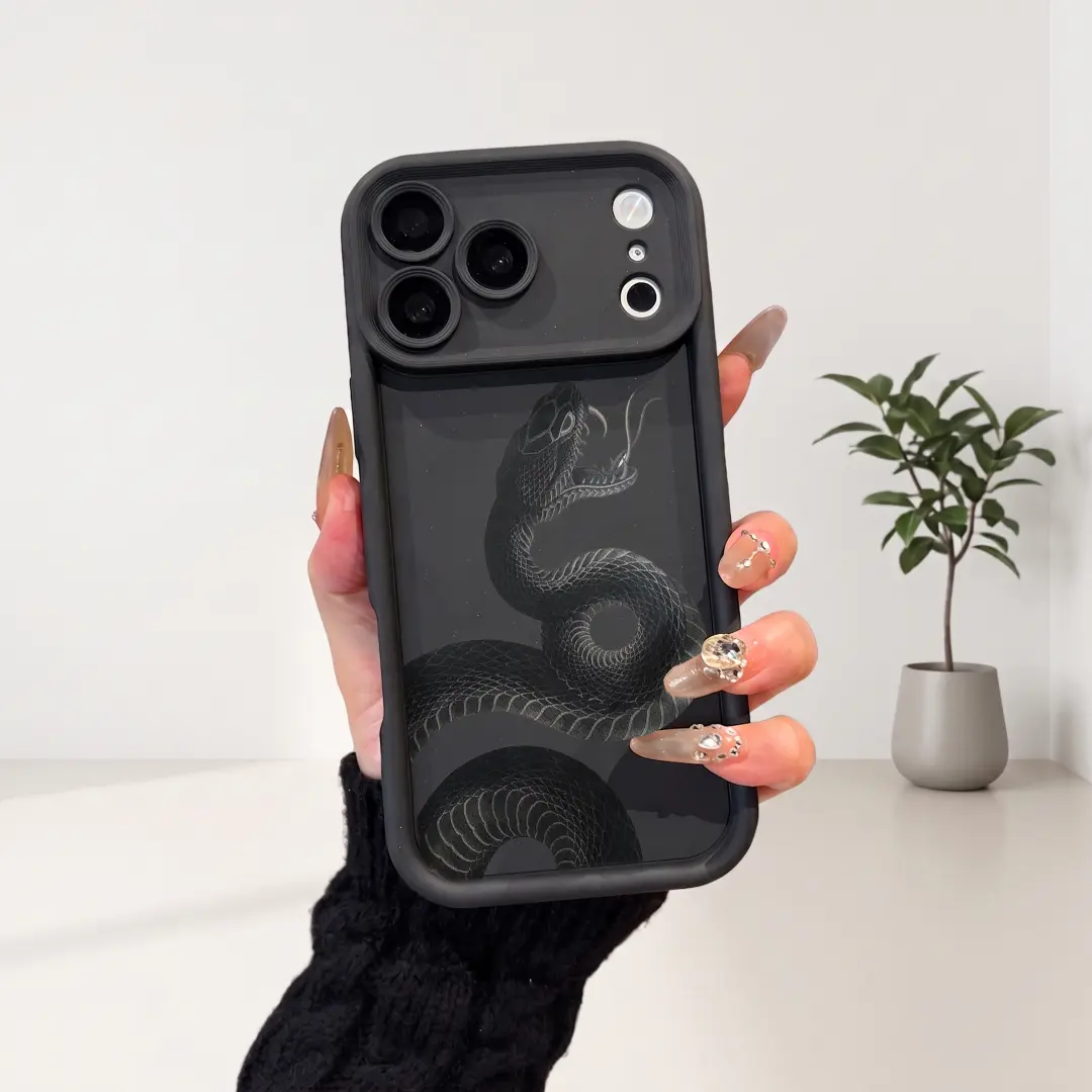 Gothic Snake Pattern, Shockproof And Anti Slip, Phone Case For Iphone17 16 15 14 13 12 11 Pro Max Plus, Drop Resistant, Non Slip, Anti Fingerprint, Tpu Soft Phone Case, Dark Aesthetic, Snake Phone Case