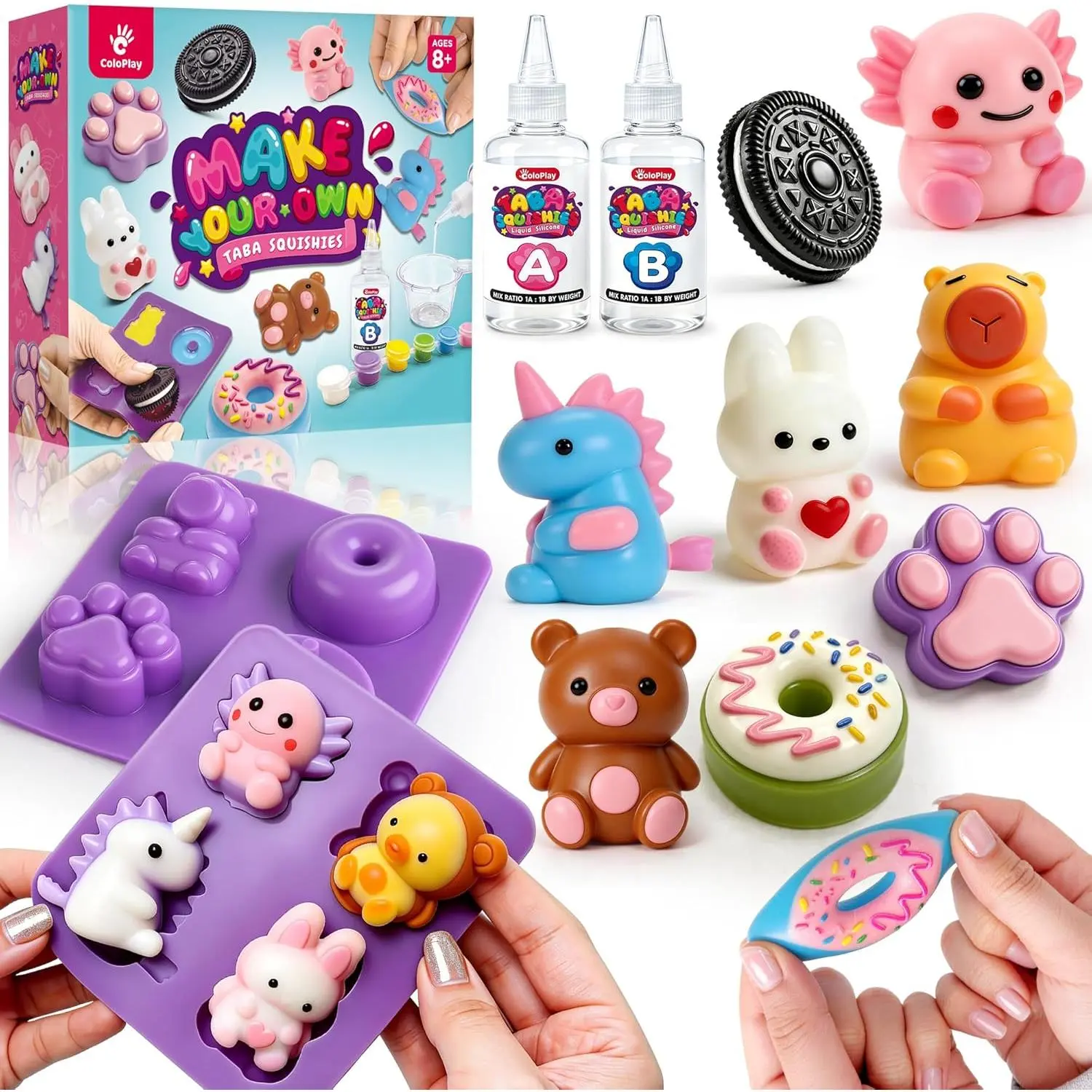 Make Your Own Taba Squishy Kit - DIY Squishy Making Kit with 8 Molds | Squishy Toys for Kids 8-12, Perfect Gifts/Craft for 8-12 Year Old Girls