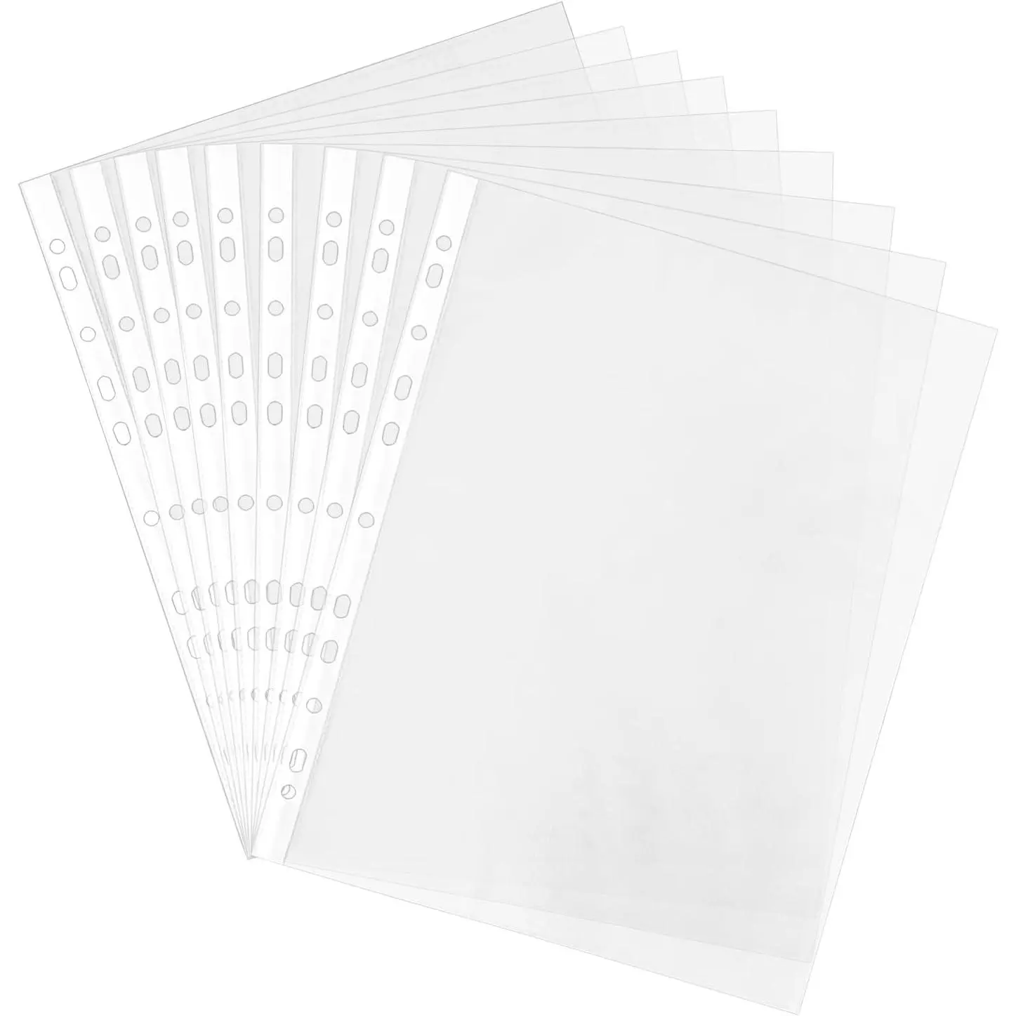 100 count A4 Punched Pocket, Clear Document Folder Waterproo-f File Pouch Transparent Filing Wallets Sleeves for Office School File Supplies