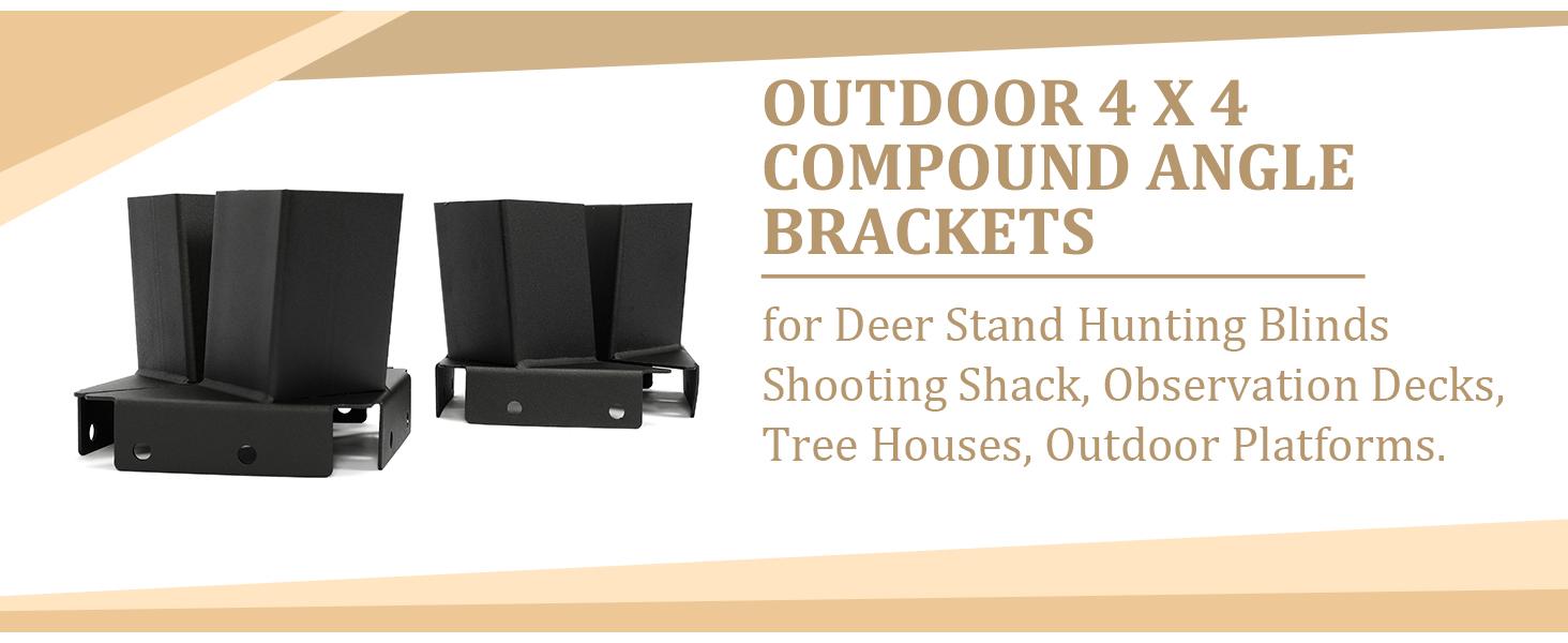 4Pcs 4x4 Deer Stand Brackets, Compound Angle Platform Brackets for Deer Hunting, Shooting Shack, Observation Decks, Tree Houses & Outdoor Use