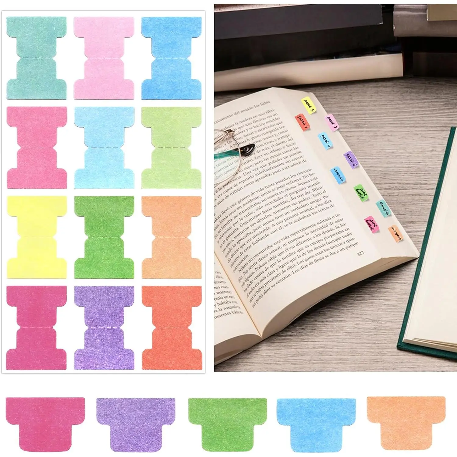 10 Sheet (120pcs) Blank Index Tabs Stickers for  Calendar Recipe Book Textbook Notebook Documents Annotate Mark Pages Self Adhesive Planner Organization Labels -12 Colors