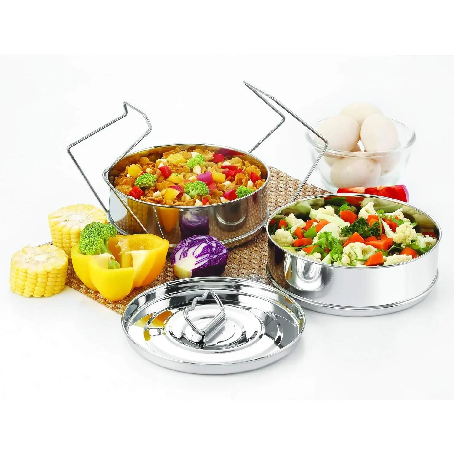 Stackable Stainless Steel Insert Pans - 3QT- Inserts for Instant Pot - Pan for Instapot - Accessories for Instant Pot 3QT and above - Pressure Cooker Steamer Accessories - 6.5" L × 6.5" W × 4.0" H